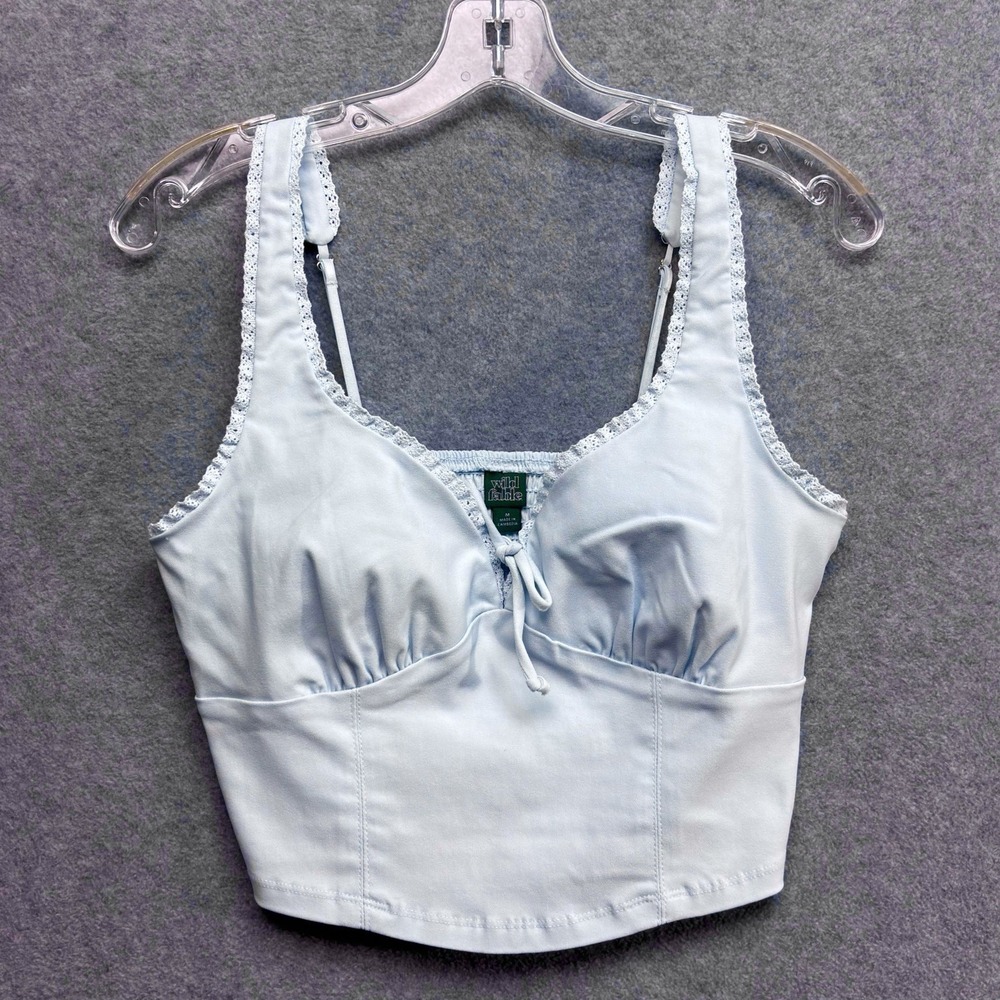 Wild Fable Babydoll Corset Milkmaid Top M Bow Lace Smocked Fairy Basque